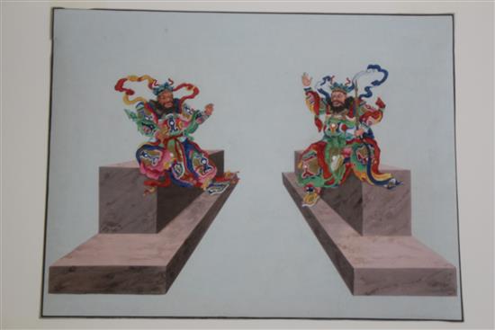 A set of four Chinese gouache paintings of immortals and luohan, first half 19th century, 35.5 x 46cm